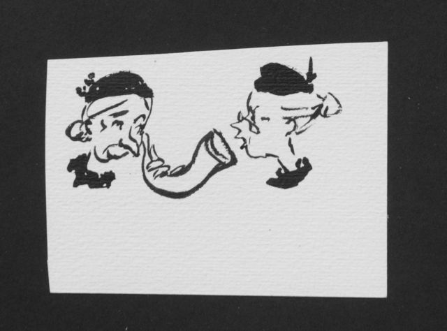 Prinses Beatrix van Oranje Nassau | Ladies, hard of hearing, Bleistift und Ausziehtusche auf Papier, 7,5 x 10,0 cm, executed August 1960