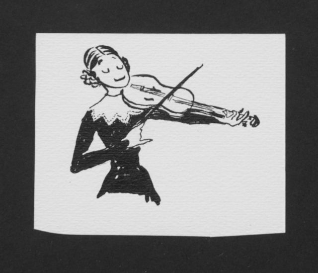 Prinses Beatrix van Oranje Nassau | Violinist, Bleistift und Ausziehtusche auf Papier, 9,7 x 7,6 cm, executed August 1960