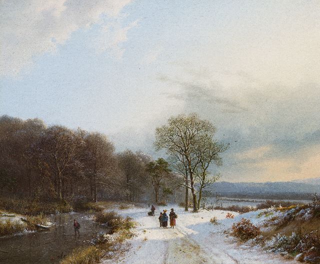Barend Cornelis Koekkoek | Winterlandschaft mit Figuren, Öl auf Leinwand, Unterzeichnet l.u. und datiert 1833