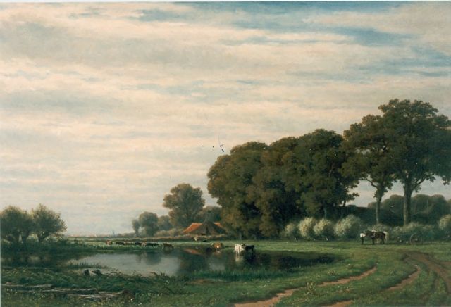 Adrianus van Everdingen | Panoramic landscape, Öl auf Leinwand, 76,7 x 115,0 cm, signed l.l. und dated 1865