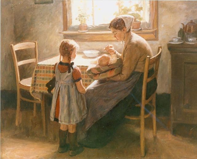 Boxel P.J. van | The painter's daughters, Öl auf Leinwand 79,0 x 99,5 cm, signed l.r.