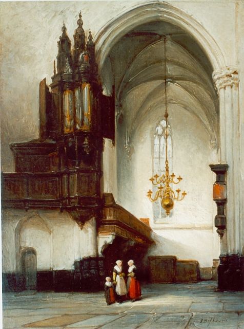 Johannes Bosboom | Church attendance, Öl auf Holz, signed l.r.