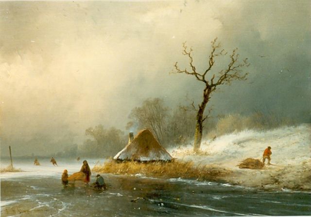 John Franciscus Hoppenbrouwers | Winterscene, Öl auf Holz, 24,0 x 34,0 cm, signed l.l.