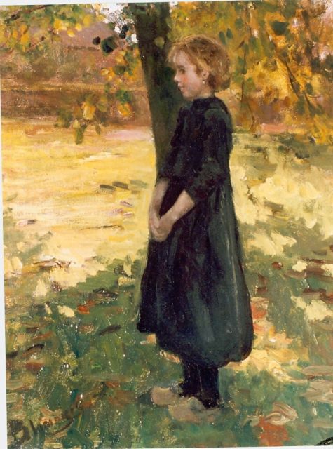 Bernard Blommers | A girl in a forest landscape, Öl auf Leinwand, 50,5 x 39,4 cm, signed l.l.