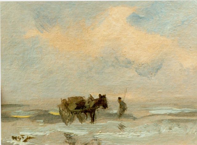 Willem George Frederik Jansen | Shell gatherer in the breakers, Öl auf Pappe, 91,0 x 120,0 cm, signed l.l.
