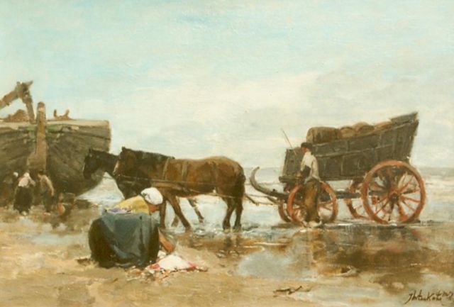 Johannes Marius ten Kate | Unloading the catch, Öl auf Holz, 18,1 x 26,7 cm, signed l.r.