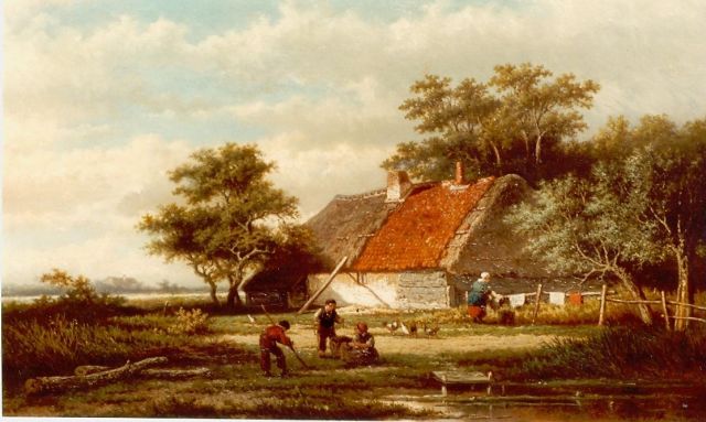 Georgius Heerebaart | Farm yard, Öl auf Leinwand, 43,0 x 69,0 cm, signed l.r.