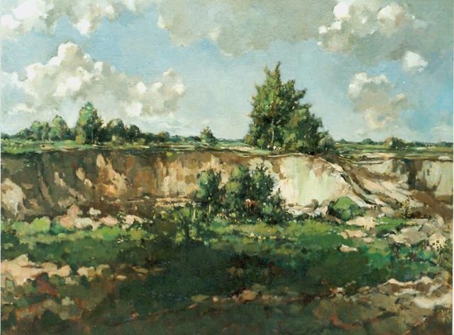 Dick Ket | Sand pit near Ede, Öl auf Leinwand, 48,0 x 60,0 cm, signed l.r. und dated 1927