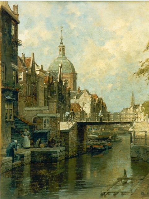 Karel Klinkenberg | View of the Oudegracht, Utrecht, Öl auf Holz, 22,0 x 27,0 cm, signed l.r.