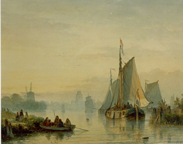 Lodewijk Johannes Kleijn | Sailing boats at dusk, Aquarell auf Papier, 42,2 x 32,0 cm, signed l.r.