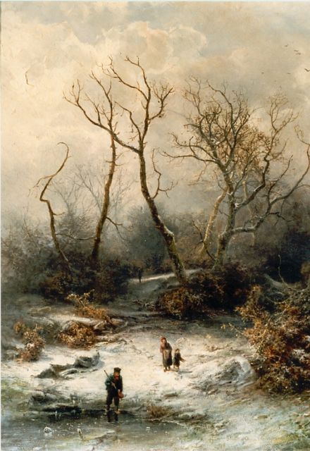 Pieter Kluyver | Children playing in a snow-covered landscape, Öl auf Holz, 49,6 x 39,7 cm, signed l.r.