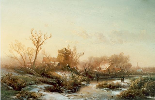 Pieter Kluyver | A snow-covered town, Öl auf Holz, 27,2 x 43,3 cm, signed l.l.