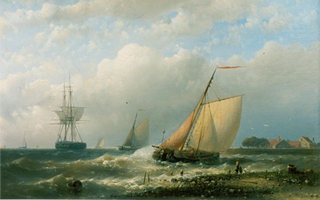 Abraham Hulk | A fishing vessel in a stiff breeze, Öl auf Leinwand, 60,5 x 89,5 cm, signed l.r.