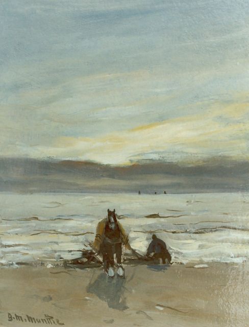 Munthe G.A.L.  | Gathering shells in the breakers, Öl auf Malereifaser 20,7 x 15,9 cm, signed l.l.