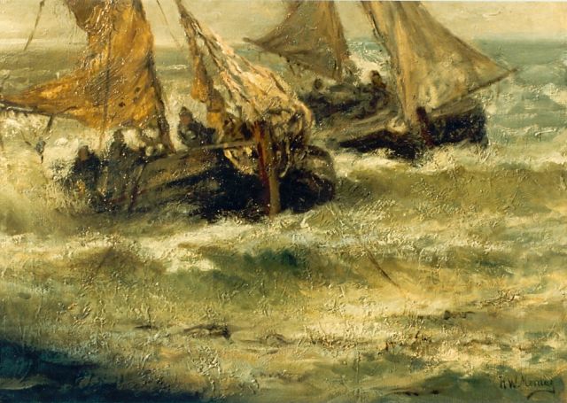 Hendrik Willem Mesdag | Fishing boats in full sail, Öl auf Leinwand, 43,0 x 59,0 cm, signed l.r.