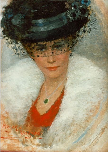 Rolf Dieter Meyer-Wiegand | An elegant lady, Öl auf Holz, 13,7 x 10,2 cm, signed l.l.