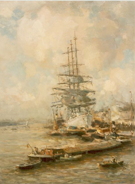 Moll E.  | The harbour of Rotterdam, Öl auf Leinwand 80,0 x 60,0 cm, signed l.l.
