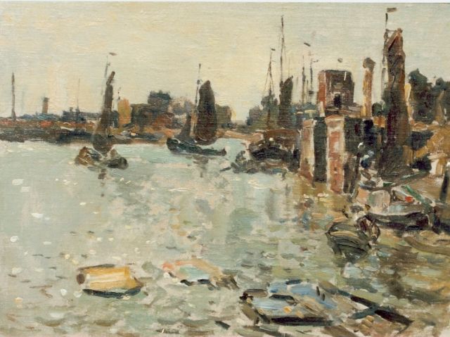 Evert Moll | Harbour view, Öl auf Leinwand auf Holz, 32,5 x 44,0 cm