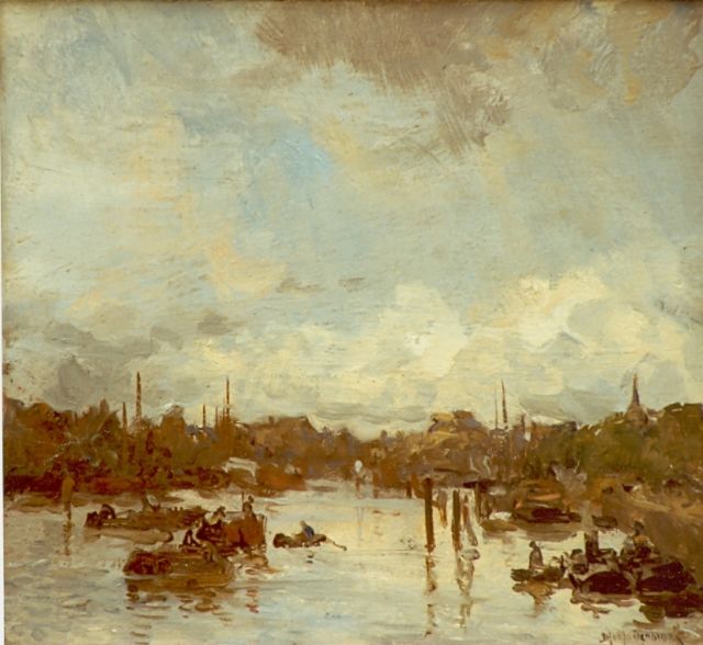 Johan Hendrik van Mastenbroek | Harbour view, Öl auf Holz, 12,0 x 13,0 cm, signed l.r.