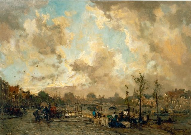 Johan Hendrik van Mastenbroek | A view of the Leuvehaven, Rotterdam, Öl auf Leinwand, 44,7 x 64,6 cm, signed l.r. und dated 1913