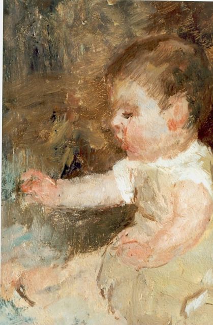 Jacob Maris | A baby, Öl auf Holz, 25,0 x 17,7 cm, signed l.r.