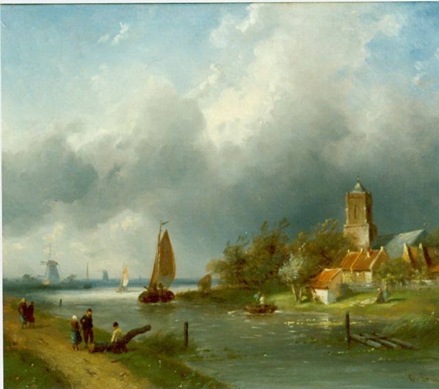 Charles Leickert | A river landscape, Öl auf Leinwand, 33,2 x 38,9 cm, signed l.r.