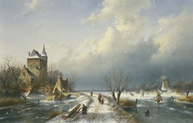 Charles Leickert | A winter landscape, Öl auf Leinwand, 61,5 x 95,6 cm, signed l.r. und dated '70