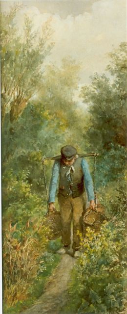 Johannes Anthony Last | A farmer at work, Gouache, Aquarell und Kreide auf Papier, 50,0 x 20,4 cm, signed l.r.