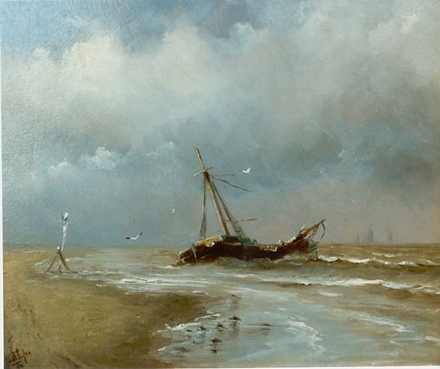 Gerard van der Laan | Shipwreck, Öl auf Holz, 15,0 x 17,7 cm, signed l.l. und dated '80