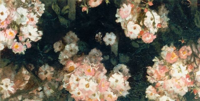 Jacobus van Looy | Pink flowers, Öl auf Holz, 24,7 x 50,2 cm, signed l.l.
