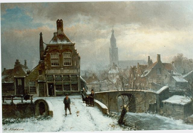 Willem Koekkoek | A snow-covered landscape, Öl auf Holz, 37,0 x 56,0 cm, signed l.l.