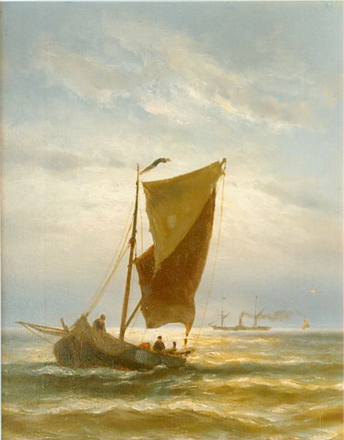 Jan H.B. Koekkoek | Embarking from Vlissingen, Öl auf Leinwand, 40,4 x 31,3 cm, signed l.l.