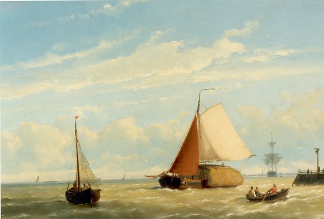 Jan H.B. Koekkoek | Vessels by a jetty, Öl auf Leinwand, 36,8 x 54,7 cm, signed l.l. und dated '63