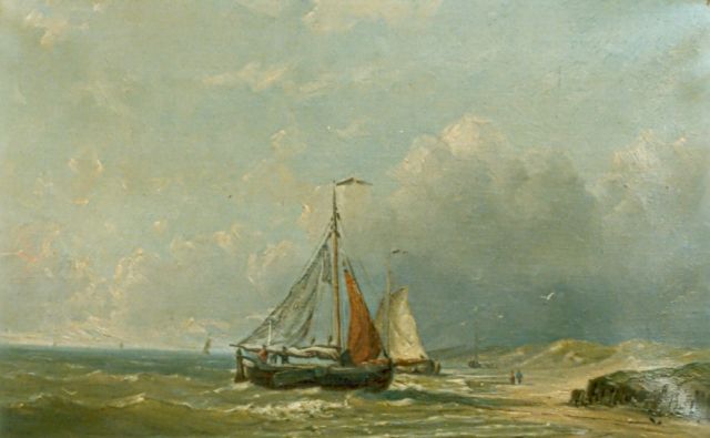 Koekkoek J.H.B.  | Anchored boats, Öl auf Leinwand 65,0 x 101,7 cm, signed l.r.