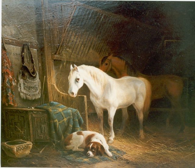 August Knip | Stable mates, Öl auf Holz, 34,7 x 40,5 cm, signed u.l.