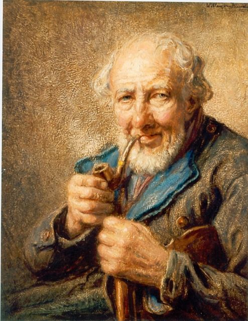 Willem van Nieuwenhoven | Pipe smoker, Öl auf Leinwand, 30,0 x 40,0 cm, signed u.r.