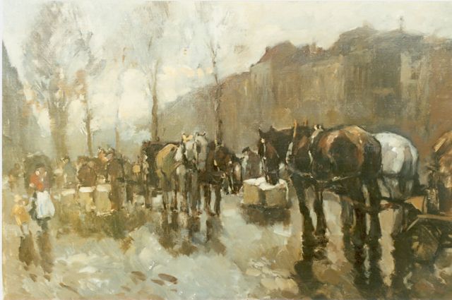Cor Noltee | Horse-drawn carriages, Öl auf Leinwand, 50,5 x 70,0 cm, signed l.r.