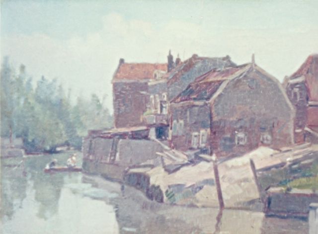 Cor Noltee | Houses along a waterway, Öl auf Leinwand