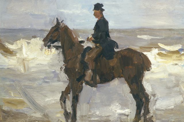 Isaac Israels | Rider on the beach, Öl auf Leinwand auf Holz, 37,4 x 55,5 cm