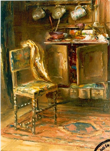 David Oyens | The painter's studio, Öl auf Tafel, 21,0 x 15,5 cm