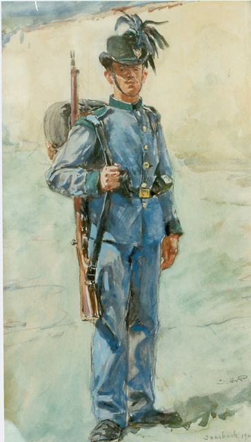 Jan Hoynck van Papendrecht | Austrian hunter, Aquarell auf Papier, 44,5 x 25,5 cm, signed l.r.