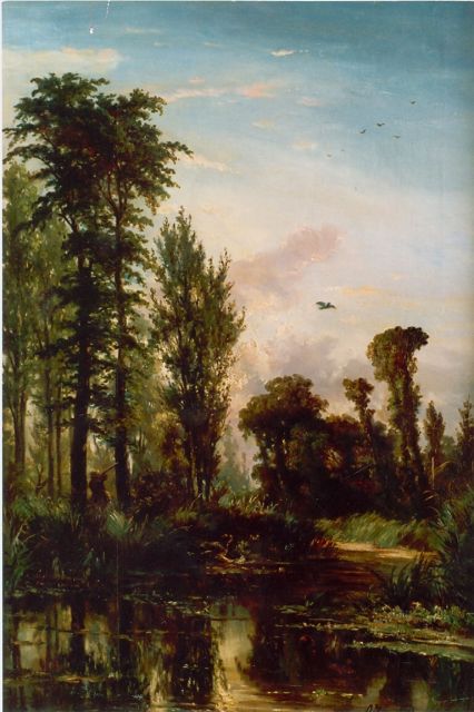 Prooijen A.J. van | The duck hunt, Öl auf Leinwand 116,5 x 79,0 cm, signed l.r. und dated 1883