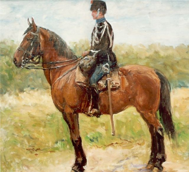 Jan Hoynck van Papendrecht | Cavalryman, Öl auf Leinwand auf Tafel, 34,6 x 40,0 cm