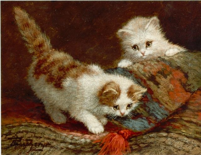 Cornelis Raaphorst | Kittens, Öl auf Leinwand, 19,0 x 25,0 cm, signed l.l.