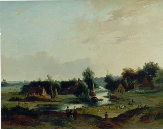 Jan van Ravenswaay | Panoramic landscape, Öl auf Leinwand, 34,2 x 44,3 cm, signed l.m.