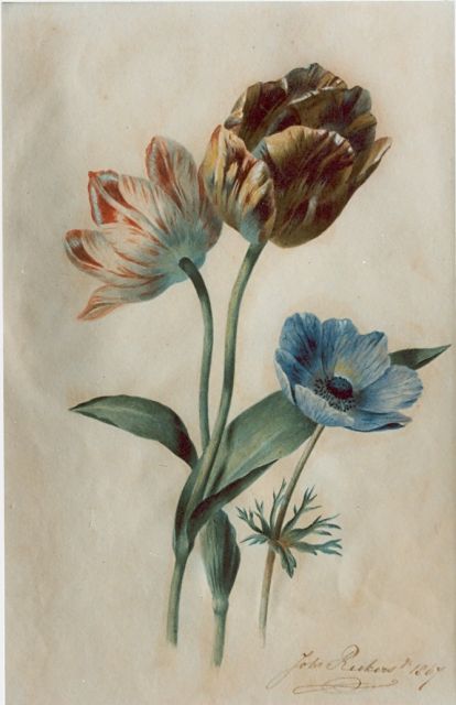 Johannes Reekers jr. | A flower still life, Aquarell auf Papier, 36,4 x 24,1 cm, signed l.r. und dated 1867