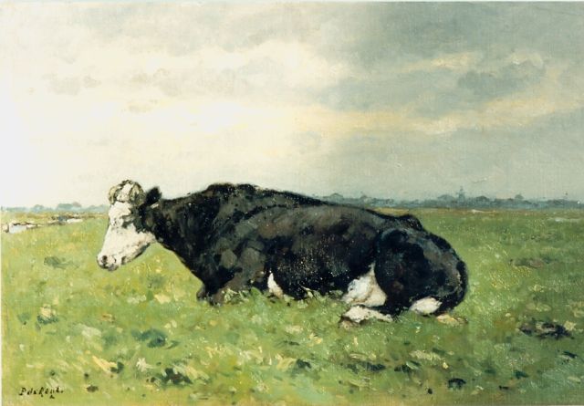 Piet de Regt | Cow in a meadow, Öl auf Leinwand auf Holz, 40,5 x 60,1 cm, signed l.l.