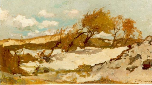 Johannes Evert Akkeringa | Behind the dunes, Öl auf Leinwand, 13,0 x 20,0 cm, signed l.r.