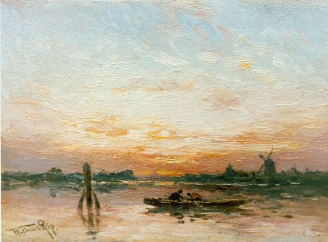 Willem Rip | Anglers in a boat, Öl auf Tafel, 17,5 x 24,6 cm, signed l.l.