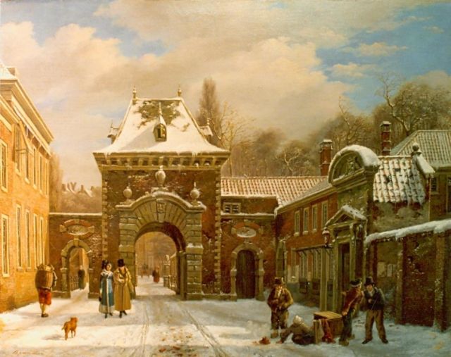 Bart van Hove | A view of the Grenadierspoort 'Binnenhof', The Hague, Öl auf Holz, 39,4 x 49,5 cm, signed l.l.